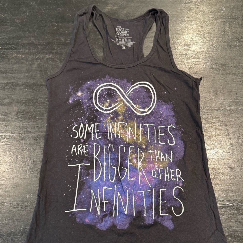 4/$15 The Fault In Our Stars Black Infinity Graphic Racerback Tank Top XS